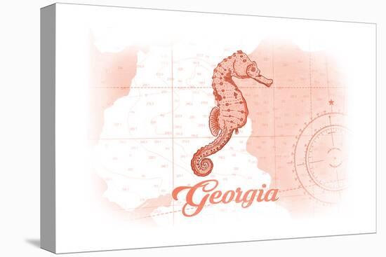 Georgia - Seahorse - Coral - Coastal Icon-Lantern Press-Stretched Canvas