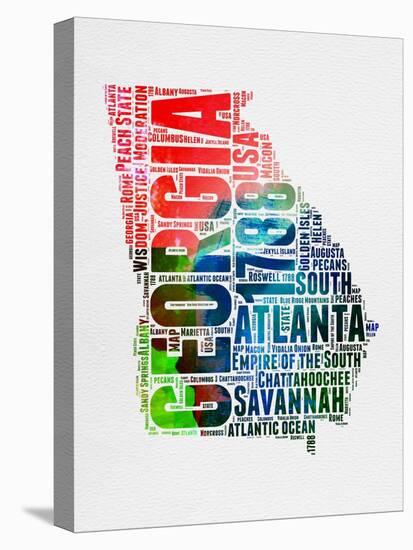 Georgia Watercolor Word Cloud-NaxArt-Stretched Canvas