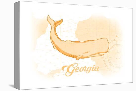 Georgia - Whale - Yellow - Coastal Icon-Lantern Press-Stretched Canvas