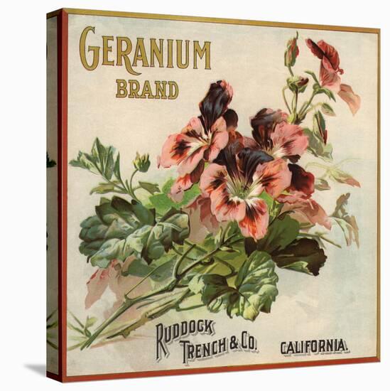 Geranium Brand - California - Citrus Crate Label-Lantern Press-Stretched Canvas