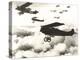 German Biplanes Flying Above the Clouds-null-Stretched Canvas