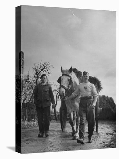 German Prisoner of War Working as Farm Hand for French Farmer-null-Premier Image Canvas