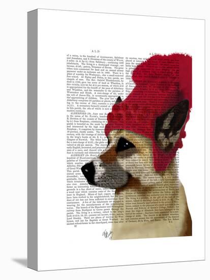 German Shepherd in Red Woolly Hat-Fab Funky-Stretched Canvas