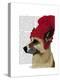 German Shepherd in Red Woolly Hat-Fab Funky-Stretched Canvas