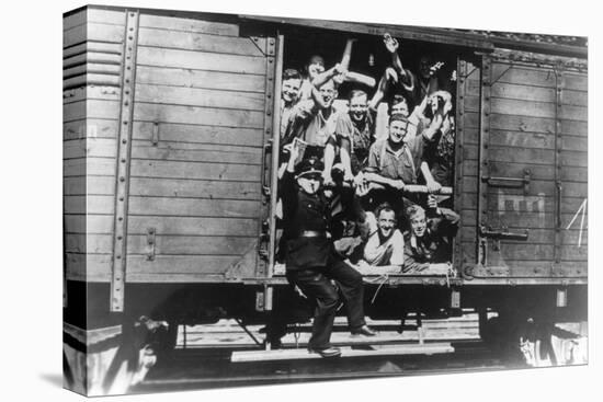 German Soldiers in a Railway Wagon, France, August 1940-null-Premier Image Canvas