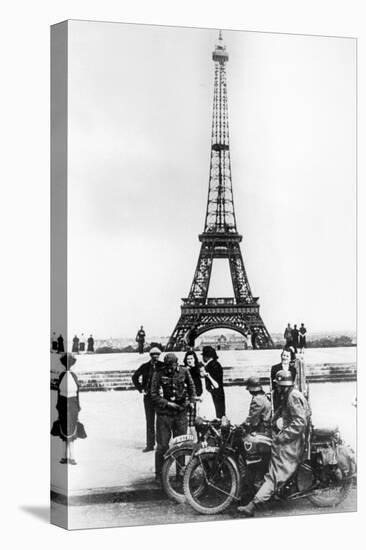 German Soldiers in Front of the Eiffel Tower, Paris, 1940-null-Premier Image Canvas