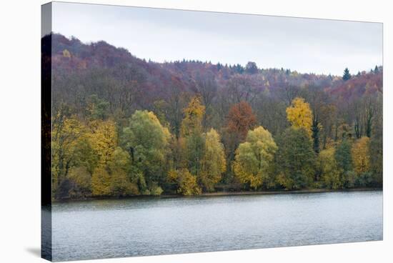 Germany, Baden-Wurttemberg, Karlsruhe, autumn on the Grötzinger Baggersee.-Roland T. Frank-Stretched Canvas