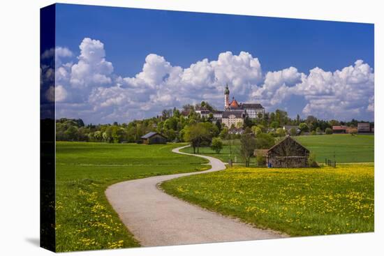 Germany, Bavaria, Upper Bavaria, FŸnfseenland, Andechs, Spring Scenery with Cloister of Andechs-Udo Siebig-Premier Image Canvas