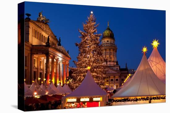 Germany, Berlin, Gendarmenmarkt, Christmas Market, Dusk, Dome, Lighting, Evening-Catharina Lux-Premier Image Canvas