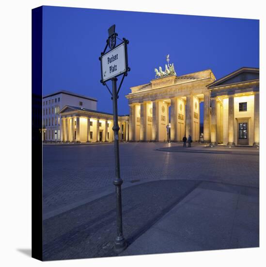 Germany, Berlin, Pariser Platz (Square), the Brandenburg Gate, Night-Rainer Mirau-Premier Image Canvas