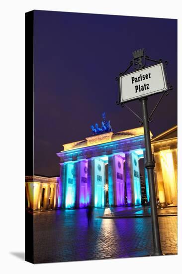 Germany, Berlin, the Brandenburg Gate, Evening, Lighting, Illumination, Evening-Catharina Lux-Premier Image Canvas