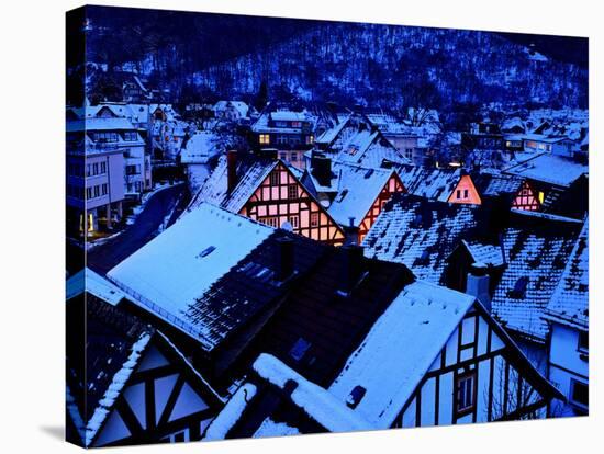 Germany, Dillenburg, Half-Timbered Gable of the Winter Evening, Snow-K. Schlierbach-Premier Image Canvas