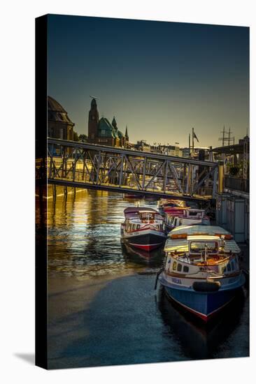 Germany, Hamburg, Elbe, Harbor, Jetties, Barge-Ingo Boelter-Premier Image Canvas