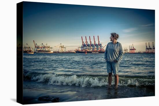 Germany, Hamburg, Elbe (River), …velgšnne, Beach, 'Strandperle-Ingo Boelter-Premier Image Canvas
