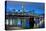 Germany, Hesse, Frankfurt Am Main, Financial District, Skyline with Iron Footbridge at Dusk-Bernd Wittelsbach-Premier Image Canvas