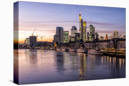 Germany, Hesse, Frankfurt on the Main, Skyline, Flš§erbrŸcke, Night-Bernd Wittelsbach-Premier Image Canvas