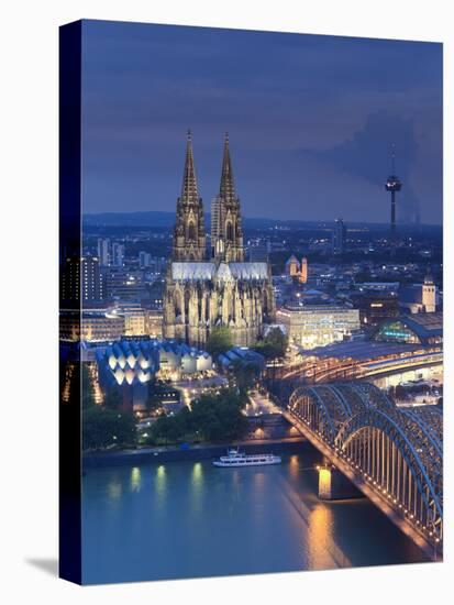 Germany, North Rhine Westphalia, Cologne (Koln), Hohenzoller Bridge over River Rhine and Cathedral-Michele Falzone-Premier Image Canvas