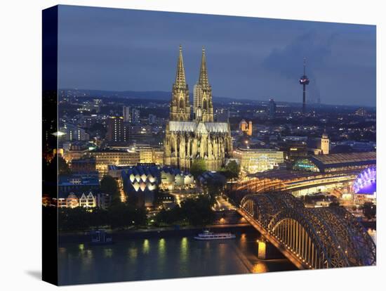 Germany, North Rhine Westphalia, Cologne (Koln), Hohenzoller Bridge over River Rhine and Cathedral-Michele Falzone-Premier Image Canvas