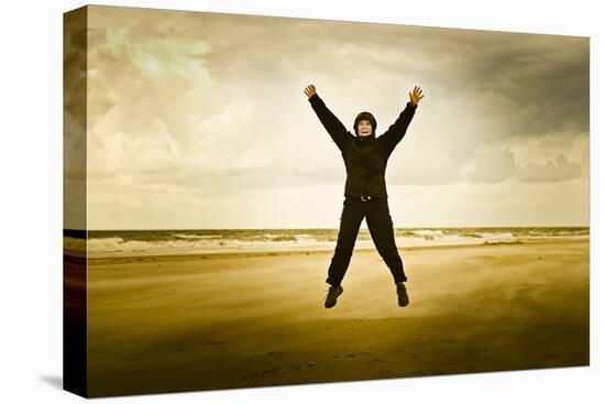 Germany, Schleswig-Holstein, Amrum, Sandy Beach, Sandbank, Kniepsand, Woman, Caper-Ingo Boelter-Premier Image Canvas