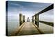 Germany, Schleswig-Holstein, Wyk, Beach, Woman, Bridge, Sitting, Back View-Ingo Boelter-Premier Image Canvas