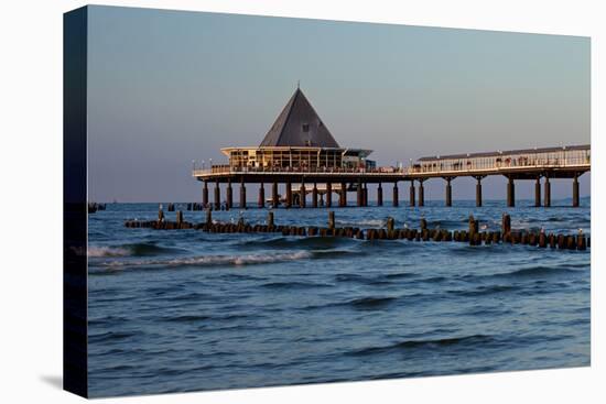 Germany, Western Pomerania, Island Usedom, Heringsdorf, Pier Restaurant, Afterglow Light-Chris Seba-Premier Image Canvas