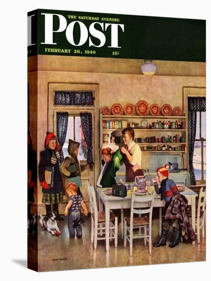 "Getting Ready for School," Saturday Evening Post Cover, February 26, 1949-John Falter-Premier Image Canvas