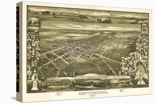 Gettysburg, Pennsylvania - Panoramic Map-Lantern Press-Stretched Canvas