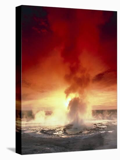 Geyser Steaming At Sunset, Yellowstone Park-Tony Craddock-Premier Image Canvas