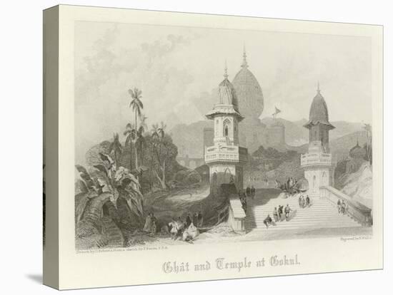 Ghat and Temple at Gokul, India-David Roberts-Premier Image Canvas