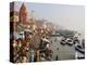 Ghats on the River Ganges, Varanasi (Benares), Uttar Pradesh, India, Asia-Jochen Schlenker-Premier Image Canvas