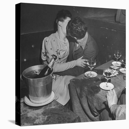 GI Kissing His Lady Friend After a Glass of Champagne-Ed Clark-Premier Image Canvas