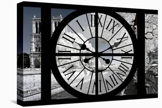 Giant Clock Window - View of Notre Dame Cathedral with White Trees - Paris-Philippe Hugonnard-Premier Image Canvas