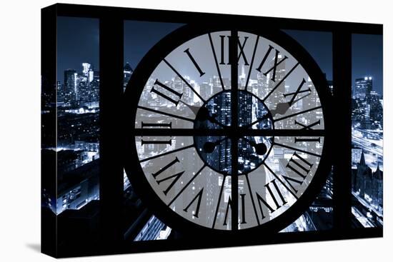 Giant Clock Window - View on the New York City - Blue Night-Philippe Hugonnard-Premier Image Canvas