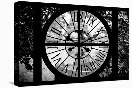 Giant Clock Window - View on the River Seine with a barge in front of the Eiffel Tower-Philippe Hugonnard-Premier Image Canvas