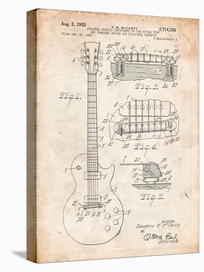 Gibson Les Paul Guitar Patent-Cole Borders-Stretched Canvas