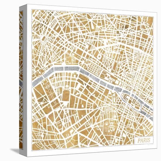 Gilded Paris Map-Laura Marshall-Stretched Canvas