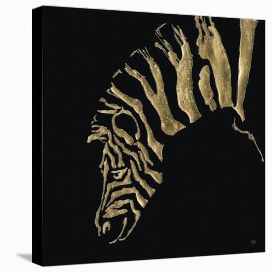 Gilded Zebra on Black-Chris Paschke-Stretched Canvas