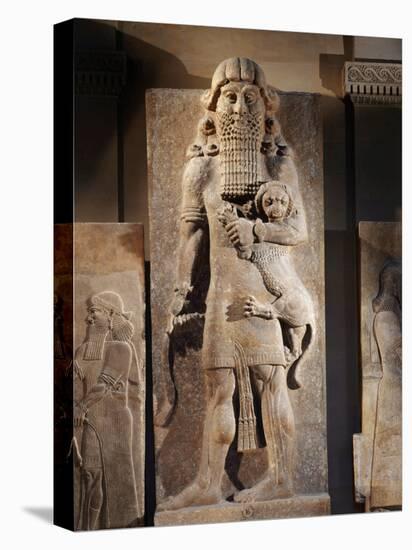 Gilgamesh, or the Lion Spirit, Stone relief, Assyrian, 8th century BC-null-Premier Image Canvas