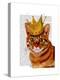Ginger Cat with Crown Portrai-Fab Funky-Stretched Canvas