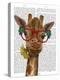 Giraffe and Flower Glasses 3-Fab Funky-Stretched Canvas