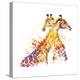 Giraffe Watercolor Illustration with Splash Textured Background.-Faenkova Elena-Stretched Canvas