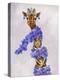 Giraffe with Purple Boa-Fab Funky-Stretched Canvas
