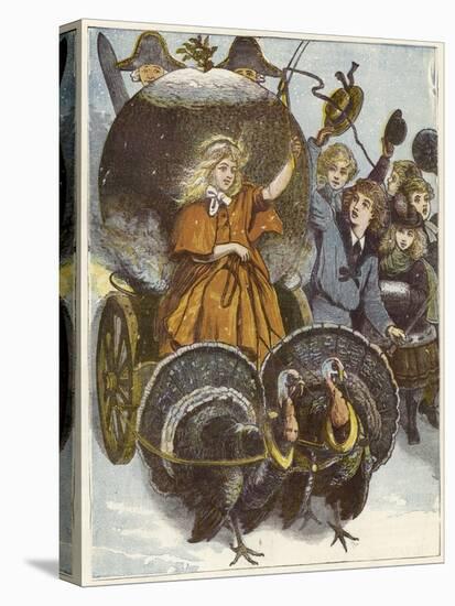 Girl and Chariot Being Pulled by Turkeys-null-Premier Image Canvas
