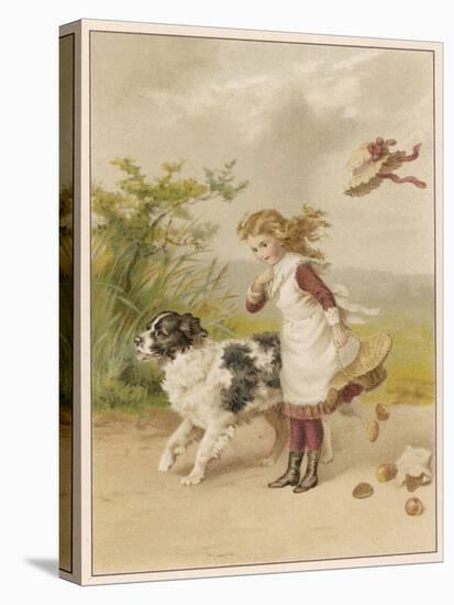 Girl and Dog, Windy Day-Helena J Maguire-Stretched Canvas