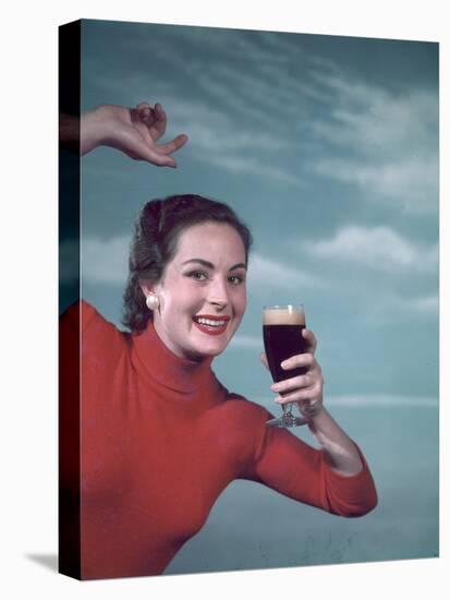 Girl and Guinness 1950s-Charles Woof-Premier Image Canvas