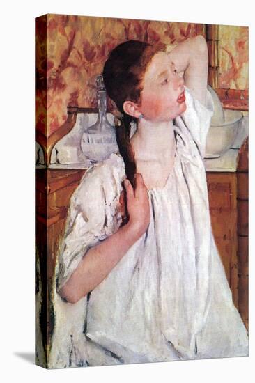 Girl Arranging Her Hair-Mary Cassatt-Stretched Canvas