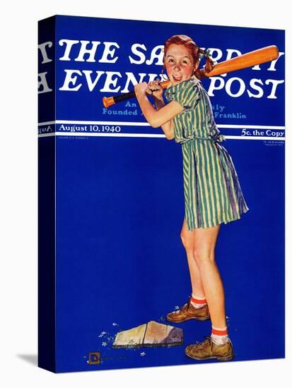 "Girl at Bat," Saturday Evening Post Cover, August 10, 1940-Douglas Crockwell-Premier Image Canvas