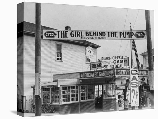 Girl Behind the Pump Gas Station Run Entirely by Female Owners-Emil Otto Hoppé-Premier Image Canvas