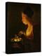 Girl Blowing on a Brazier, circa 1645-Georges de La Tour-Premier Image Canvas