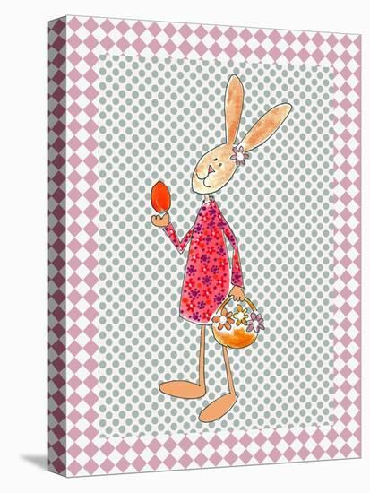 Girl Bunny with Egg and Basket-Effie Zafiropoulou-Premier Image Canvas